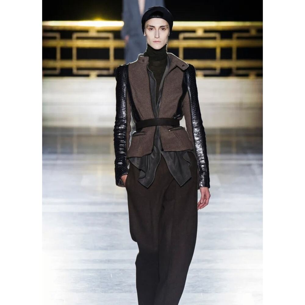 Haider Ackermann Python Runway Rare Brown Exotic Leather Wool Italia Jacket M